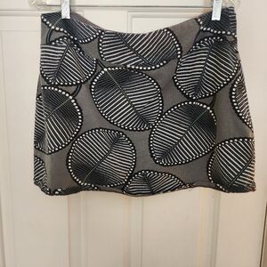 Patagonia Tidal Palm Leaf Pull On Mini Skirt Size Large Gorpcore Black & White